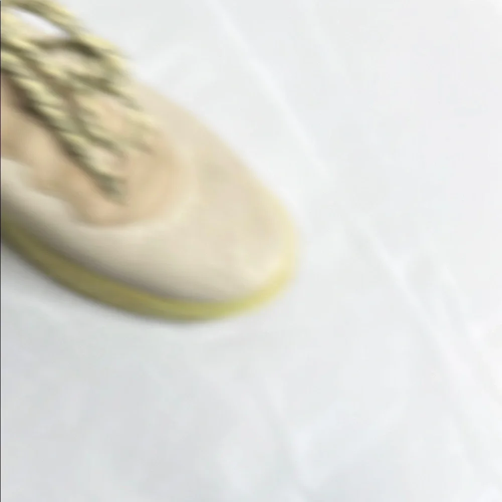 Beige and Yellow Athletic Sneakers